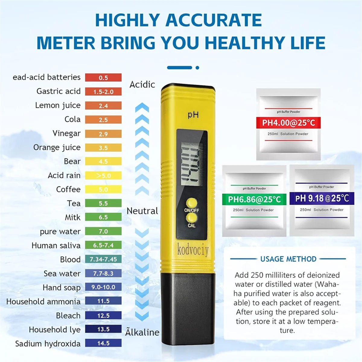 AA98 3 uds medidor de PH y TDS, medidor de PH para agua, probador de PH Digital de calidad del agua de alta precisión 0,01, para agua potable, laboratorio