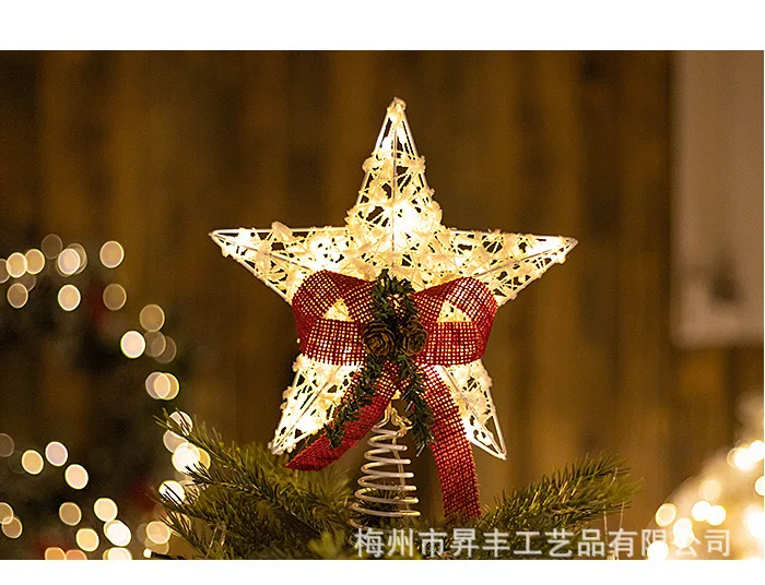 

Christmas Tree Top Stars Snowflake Glowing Christmas Decorations Iron LED lights Santa Claus Snowflakes Lamp Home Decor 2026