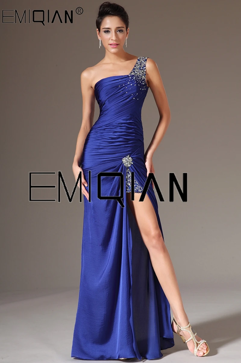 New Single Strap High Slit Beaded Evening Dress Women's Evening Gowns