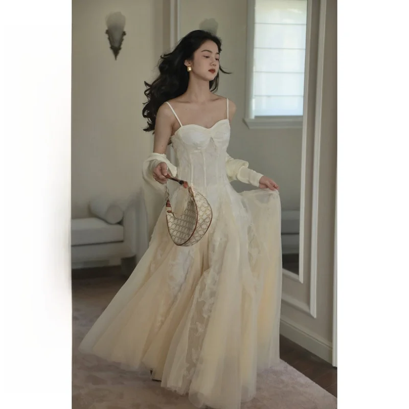 

Платье OnePire Love God Letter с кружевными вставками и бретелями, 9-метровая юбка с завышенной талией, повседневное, на все сезоны, для взрослых женщин