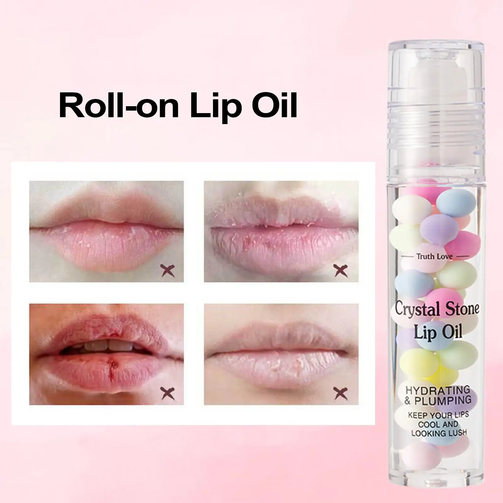 Roll On Lip Oil Lip Moisturizing Oil Plumping Lip Care Oil Moisturizing Hydrating Non-Sticky Lip Oil for Women Girls