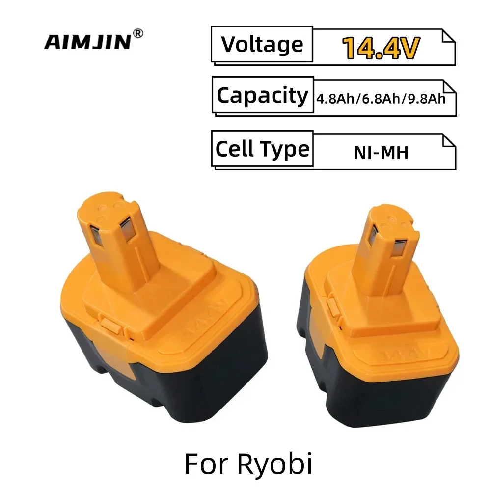 

4.8/6.8/9.8Ah 14.4v for Ryobi Battery R10521 RY6201 RY6202 130224010 130224011 1314702 1400144 1400655 Cordless Power Tools