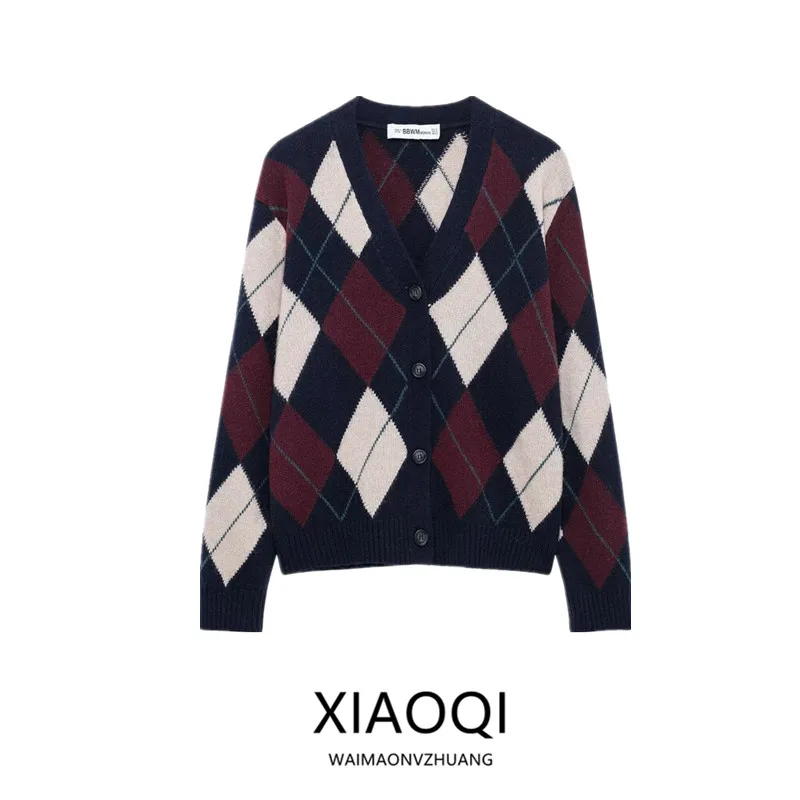 

Новинка: Женский вязаный кардиган из смесовой пряжи с V-образным вырезом, длинными рукавами, стандартной длины, для повседневной носки, весна 2025