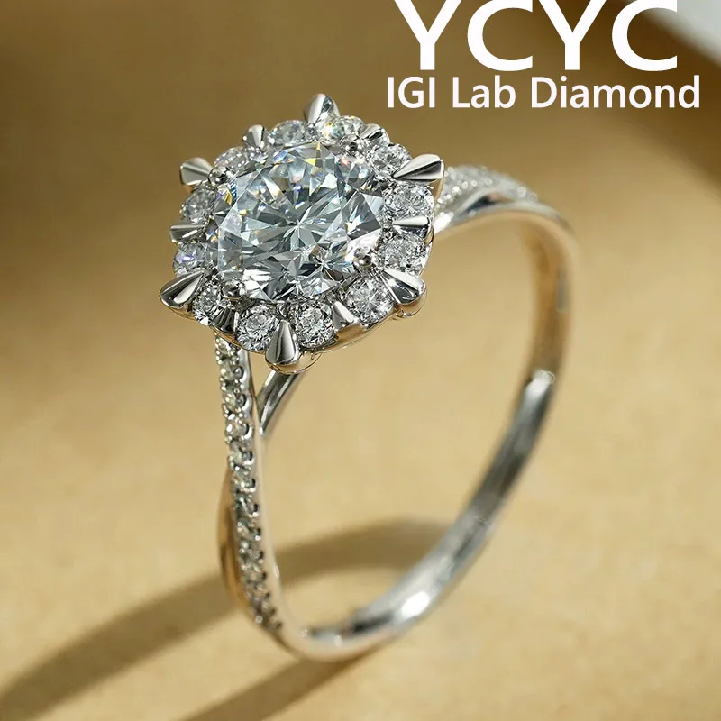 Solid 10k/14KWhite Gold DE Color VS1 Round Cut CVD HPHT Lab Grown Diamond IGI Certificate 10K