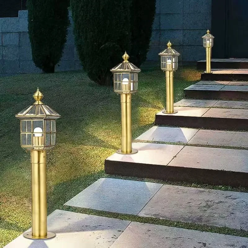 Online Wholesaler Villa Garden Light Outdoor Antique Copper+glass Rust Proof Street Pillar Fence Ceiling Light