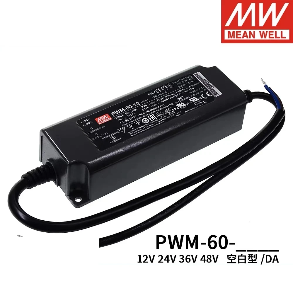 MEAN WELL PWM-60-12 PWM-60-24 PWM-60-24DA PWM-60-12DA2 PWM-60-24DA2 constant voltage PWM signal output IP67 waterproof PFC