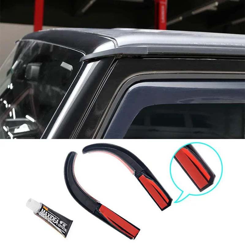 2 Pcs Car Rain Gutter Extensions Roof Water Guard Diversion Channel Slot for Jeep Wrangler JK JKU 2007-2017 External Accessory