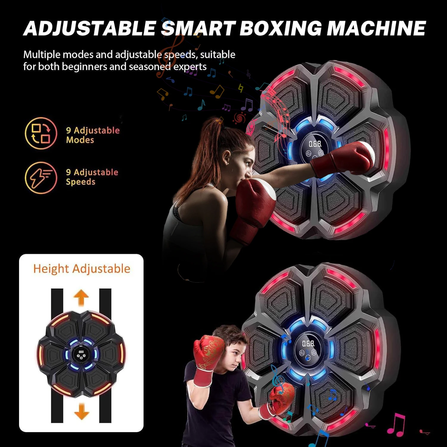 Music Boxing Machine Smart Bluetooth-Compatible Boxing Sports Fitness Boxing Trainer Home Exercise Training Boxing Wall Target