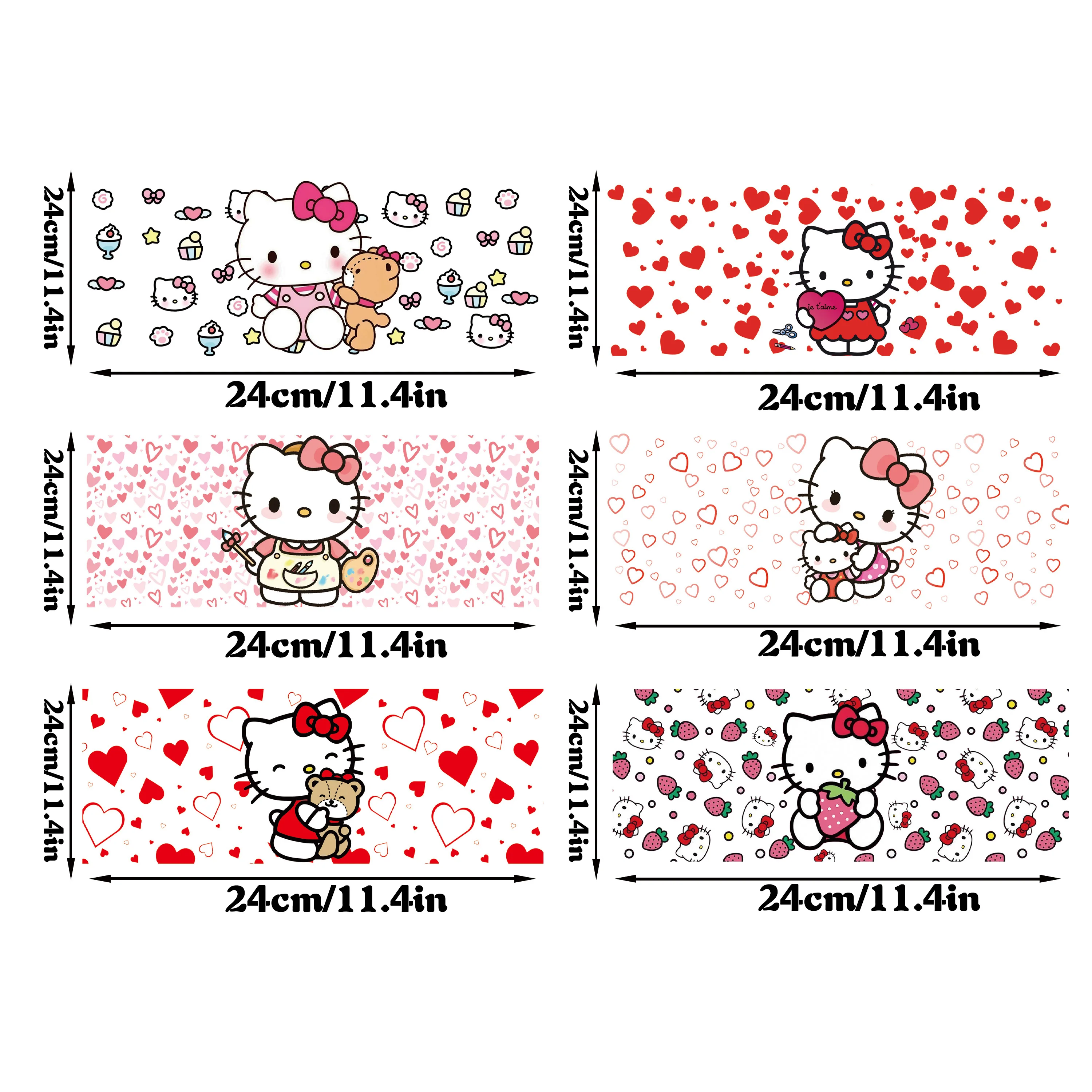 سانريو مرحبا كيتي 16 أوقية UV DTF كأس يلتف زجاجة ملصق للزجاج Libbey يمكن زجاجة ذاتية اللصق قابل للغسل مقاوم للماء لتقوم بها بنفسك مخصص #2