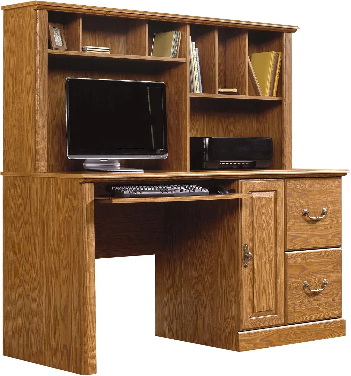 Orchard Hills Computer Desk with Hutch, Carolina Oak finish, L: 58.74