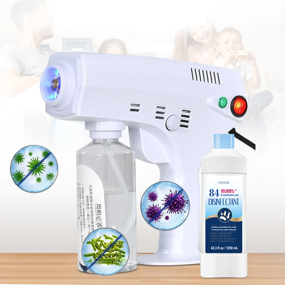 Portable Nano Steam Gun Hair Care Hydration Sprayer Hot Dyeing Care Blue Micro Mist Machine Spray Gun Hair Steamer Trigger