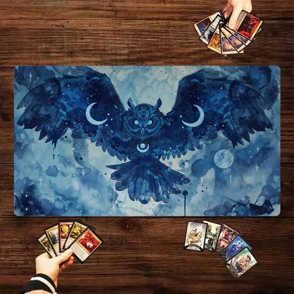 

Magic Owl Mouse Pad Card Game Mat Large Computer Office Mousepad XXL Non-slip for MTG DTCG CCG RPG Trading Cards Desk Mats 35x60
