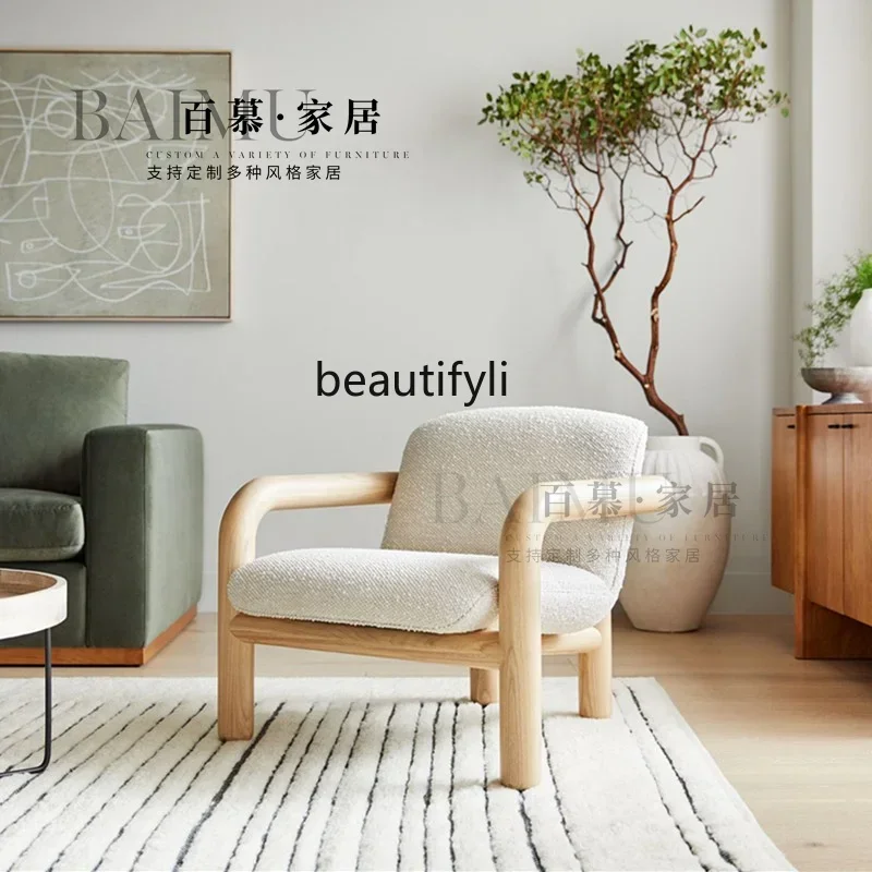 

ss K178 ss25 Nordic Log Armchair Fabric Sofa Chair B & B Club Model Room Leisure Single Chair
