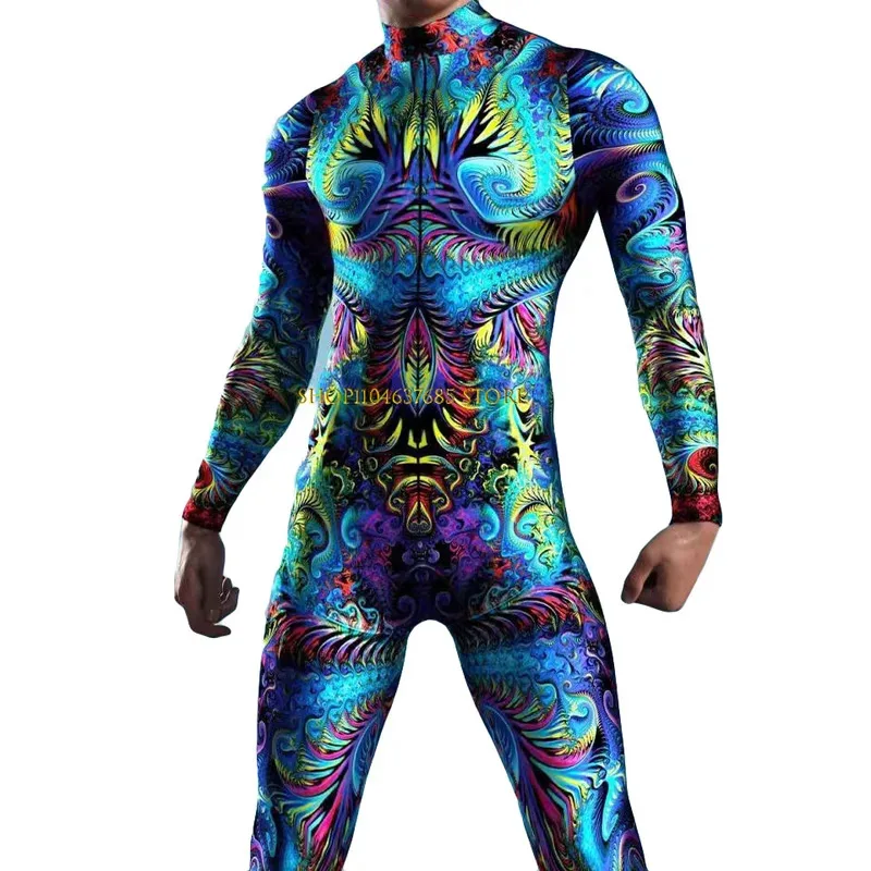 

Robot Jumpsuit Cool Colored Drawing Cosplay Bodysuit Steampunk Costume Halloween Party Shows Men Women Zentai Suit