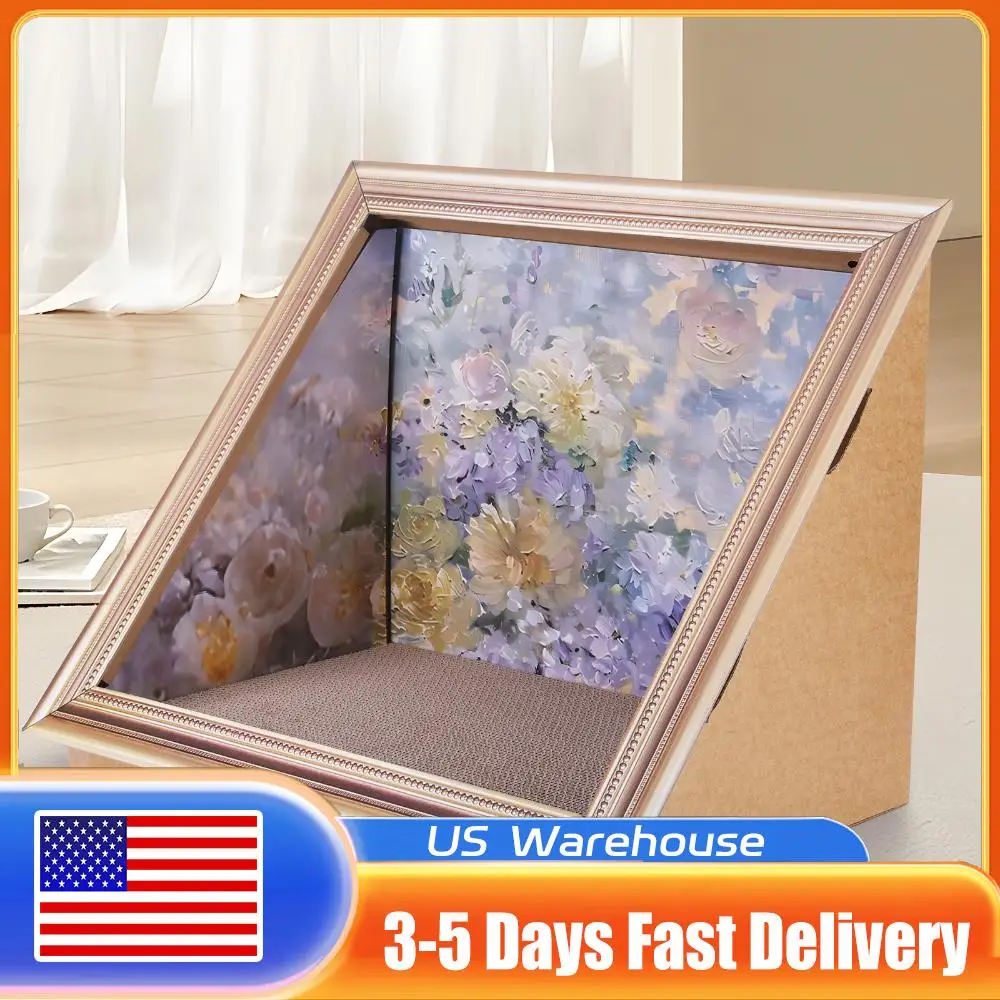 

3D Oil Painting Cat Claw Board Reusable Oil Painting Frame Cat Nest Breathable Cardboard Photo Frame Cat Bed Pet Supplies Gift
