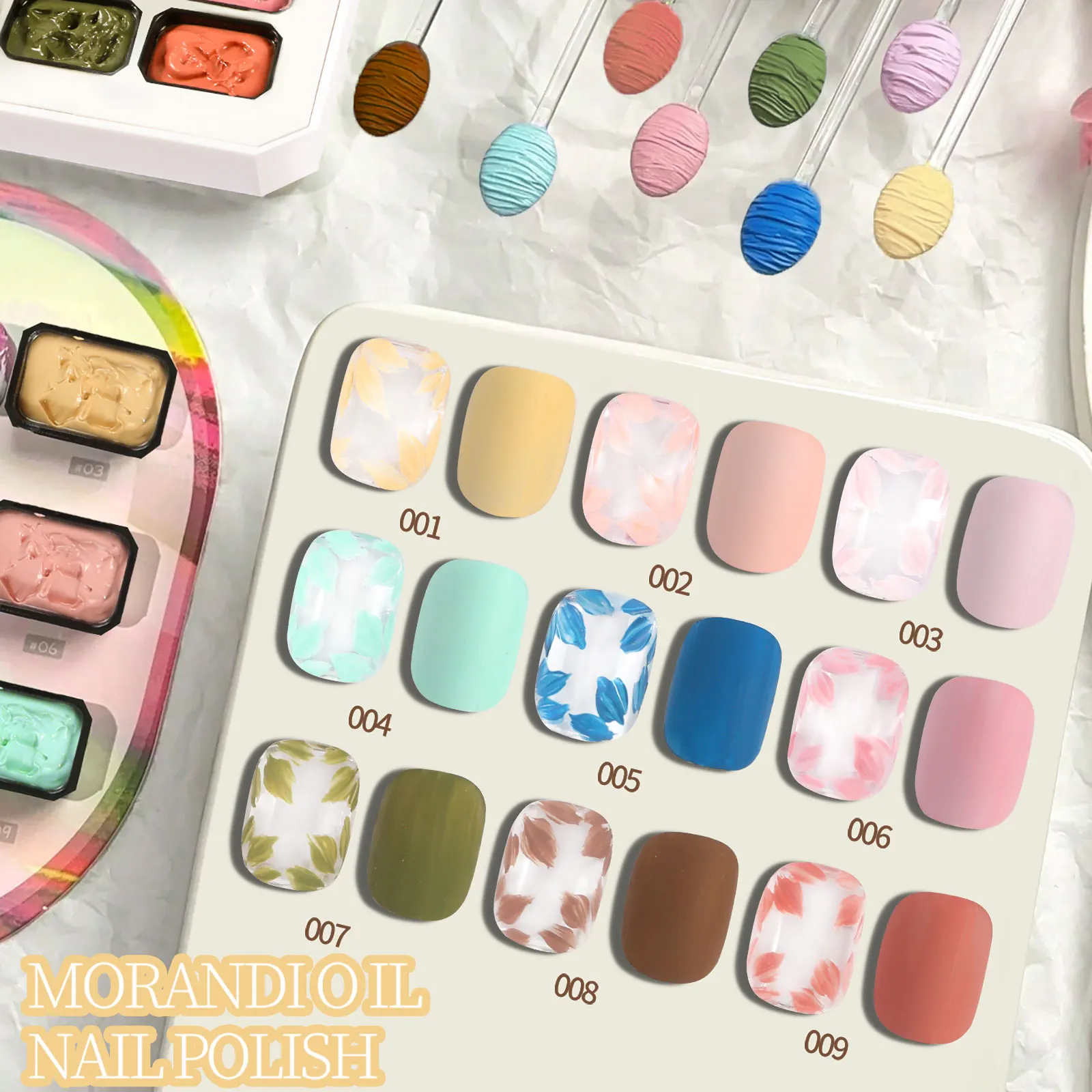 9-Color Summer Romantic Oil Painting Glue Dopamine Color Suit, Durable Solid Gel Oil, High Gloss Multi-Color Solid Gel Oil
