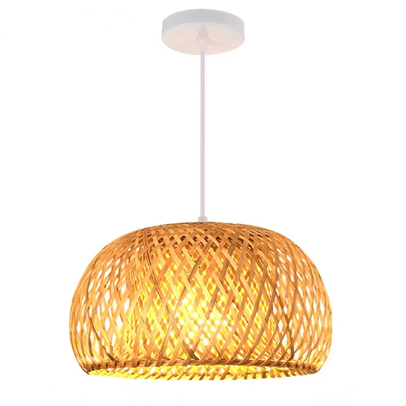 Hand Woven Bamboo Pendant Lights Ceiling Weaving Chandelier Lamp Rattan Wicker Hanging LED Fixtures Home Bedroom Bamboo Art Lamp