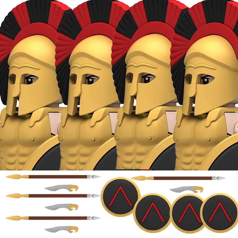 Militärische Bausteine: Griechische Serie Schwerer Infanterie-Soldatenfiguren – Athene, Korinth, Spartanische Hopliten, Legionstruppen-Spielzeug