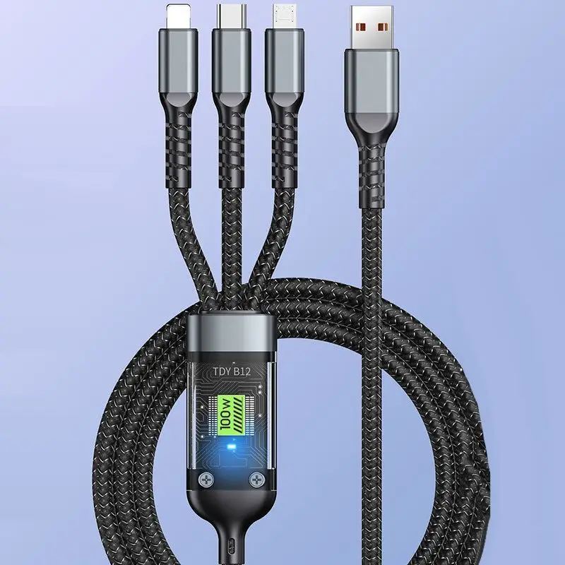 

Transparent Luminous 3-in-1 Super Fast Charging Cable