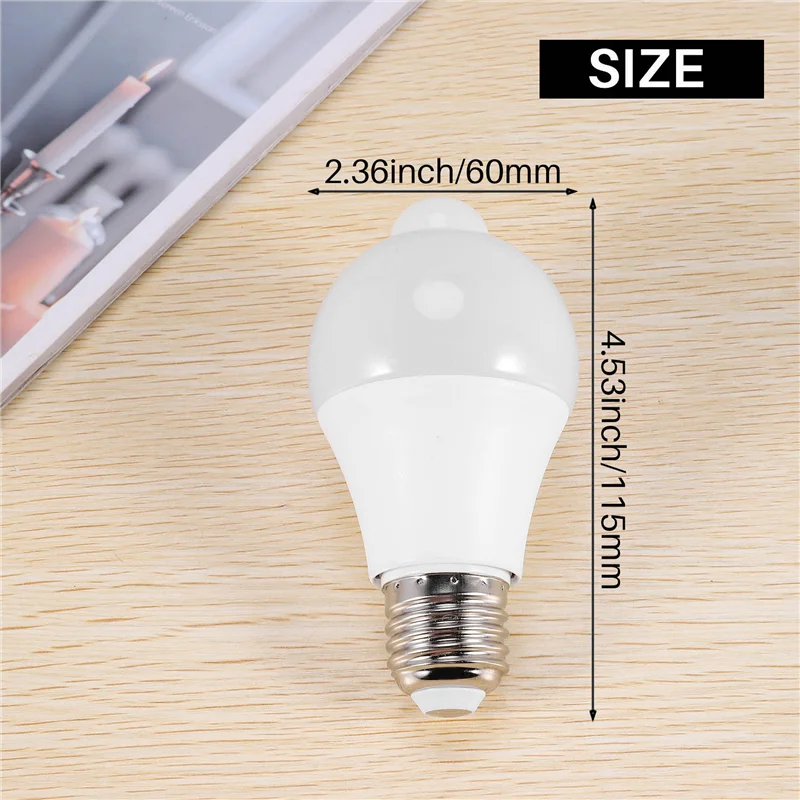 HOT 12W Motion Sensor Light Bulb,Outdoor/Indoor Movement Activated Security LED Bulb,1000LM,E26/B22,3500K Warm White