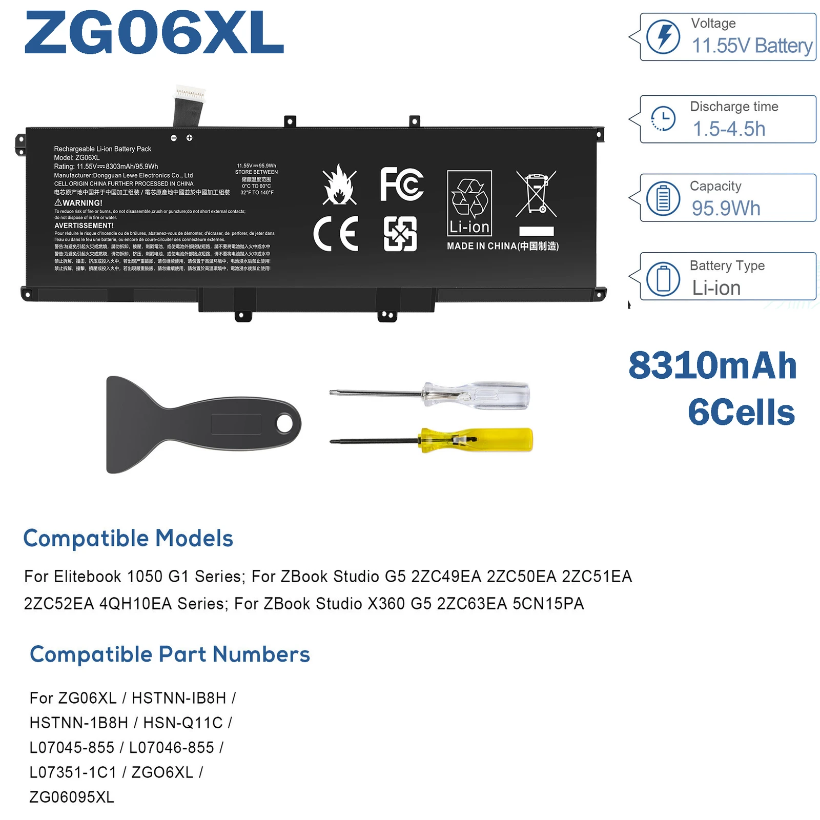 

Новый OEM аккумулятор ZG06XL для замены аккумулятора HP EliteBook 1050 G1 HSTNN-IB8H L07045-855