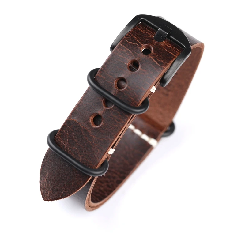 High-Grade Oil Waxed Leather Strap 20MM 22MM 24MM NATO G10 Genuine Leather Vintage Style Italian Head Layer Cowhide Watchband