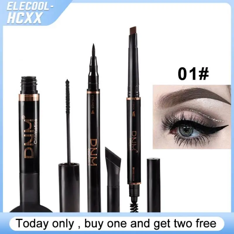 DNM 3PCS Eye Set 7Colors Long Lasting Waterproof Eyeliner Mascara Eyebrow Pencil Set  Makeup Kit Fashion Cosmetics Beauty Tools