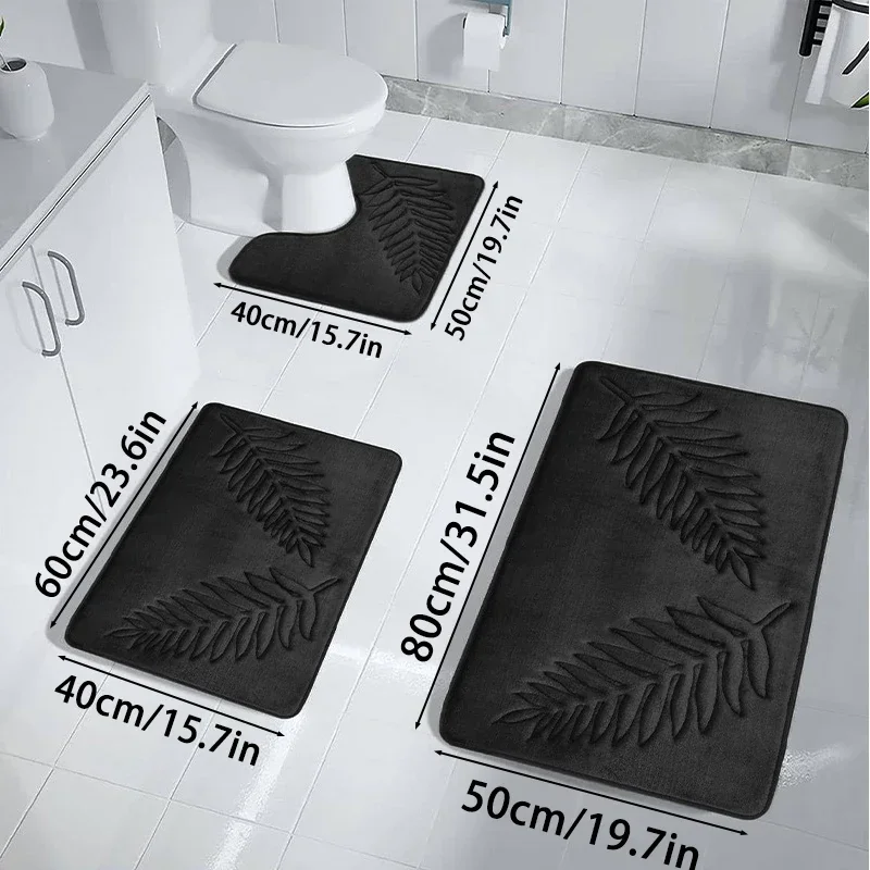 

Memory Cotton Bathroom Anti-slip Mat Set, 3-piece Set,FloorMat 40*60cm, U Floor Mat 40*50cm, Floor Mat 50*80cm 대나무매트