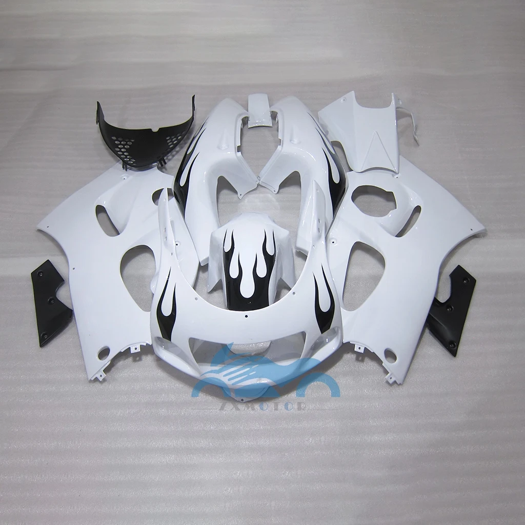 Fairing Kit For Suzuki GSXR600 750 SARD 96 97-00 Black Flame in White  Plastic fairings GSXR 750 1996 1997-2000