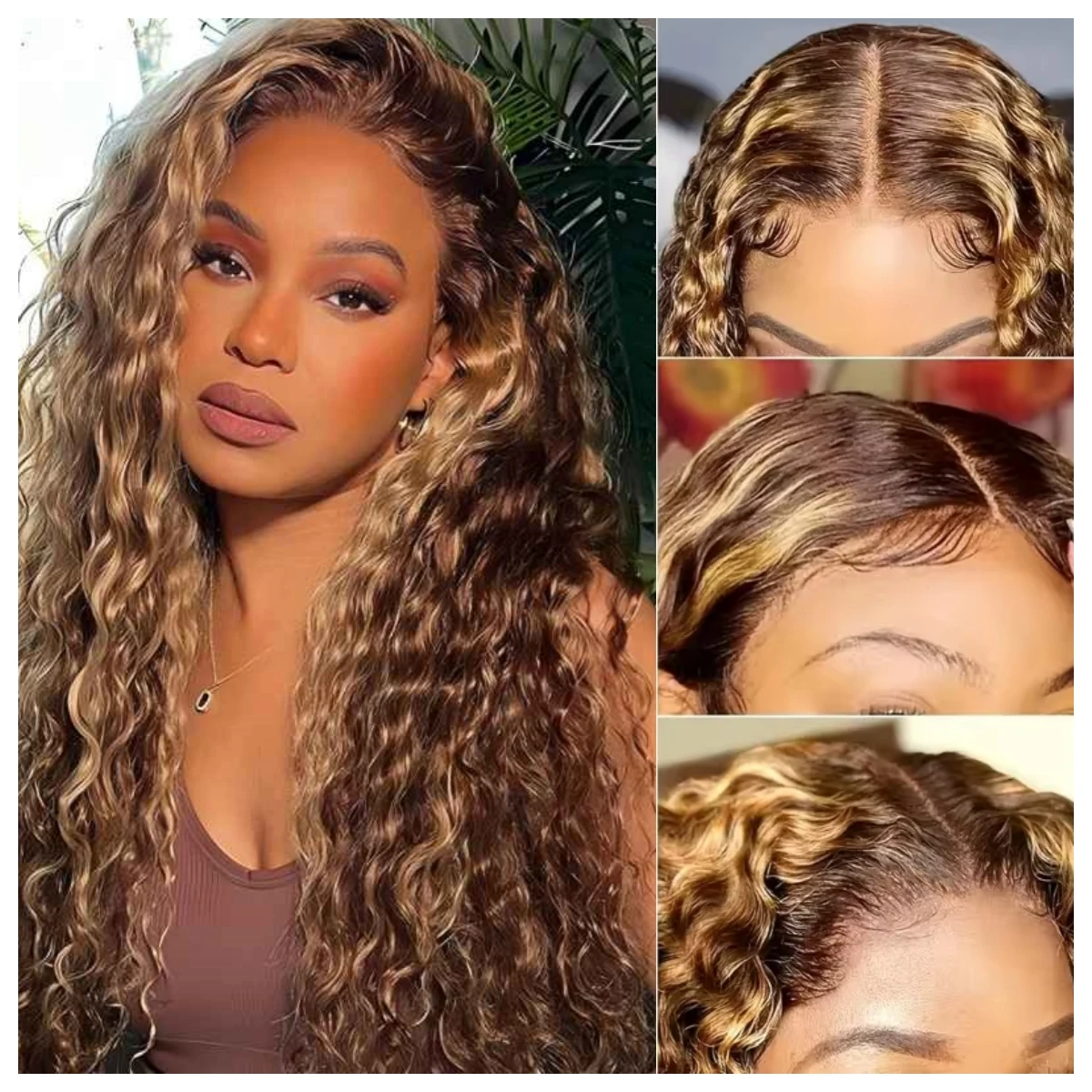 Curly 13x6 Brown 180 Density Lace Frontal Wig 13x5 427 Highlight Ombre HD Deep Wave 28 30 32 Inch 13x4 Human Hair Lace Front Wig