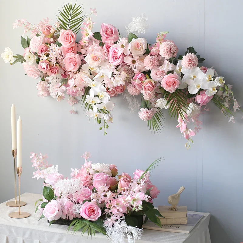 

Customize Pink Style Flower Row Artificial Flower Arrangement Wedding Arch Decoration Floral Backdrop Decor Wall Decor Props