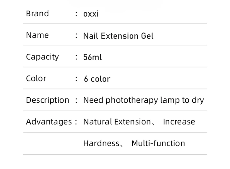 OXXI 56 ml UV-Nagelverlängerungsgel, semipermanenter Builder-Lack, Maniküre, Poly-Nägel, Gellac, Acryl-Gel-Nagellack, einfach zu aufbauende Emaille – Detail 4