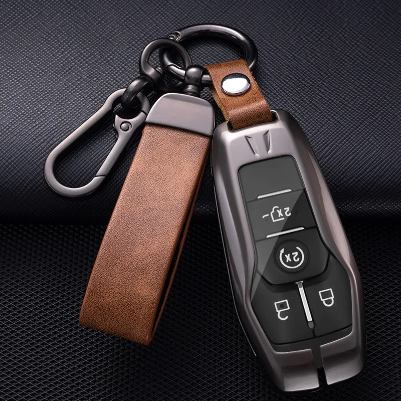 

Metal Zinc Alloy Car Key Fob Case Cover Holder For Ford Fusion Mondeo Mustang F-150 Explorer Edge 2015 2016 2017 2018