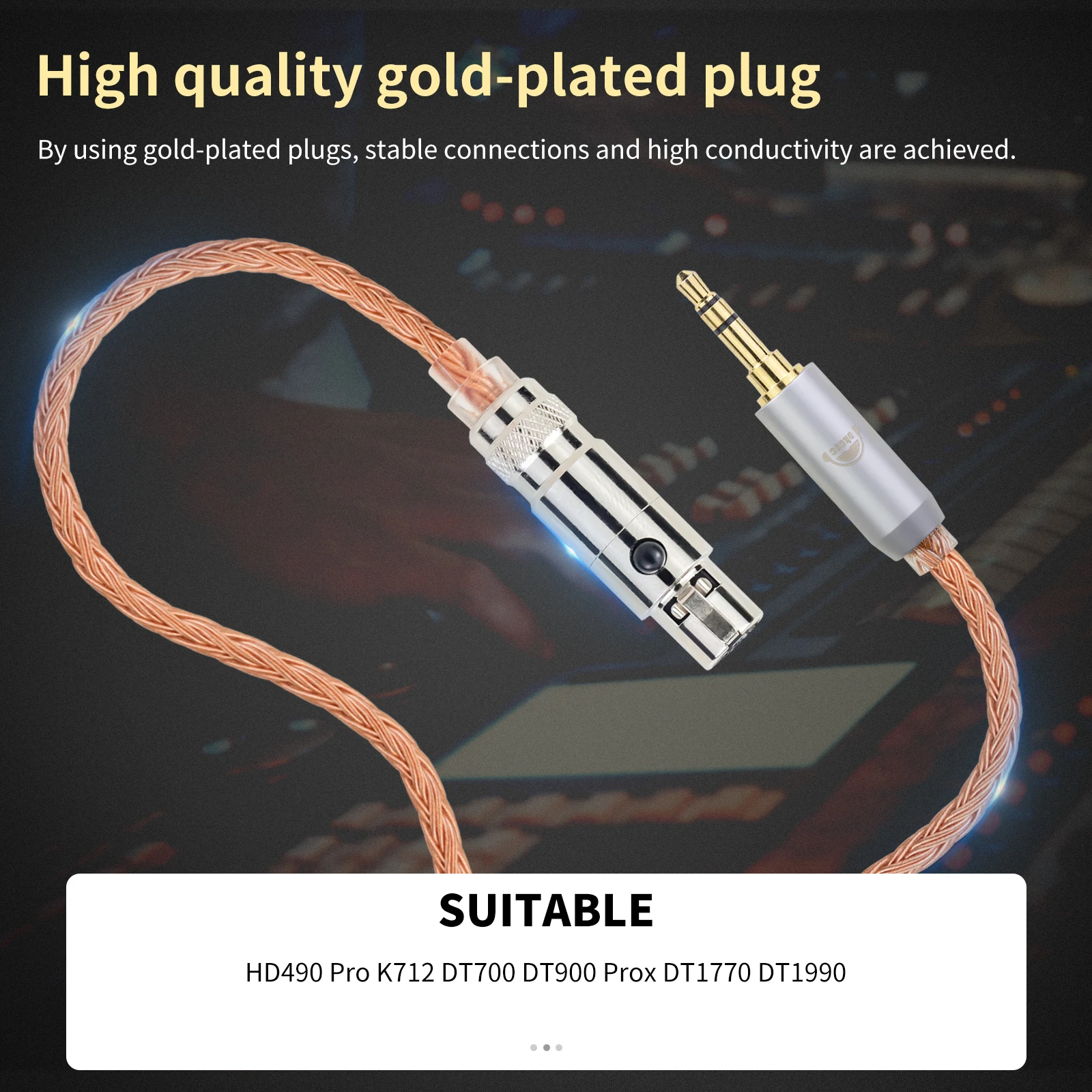 OKCSC 16 Core Standard Balance Headphone Cable for SENNHEISER HD490 Pro AKG K712 Beyerdynamic DT700 DT900 Prox DT1770 DT1990