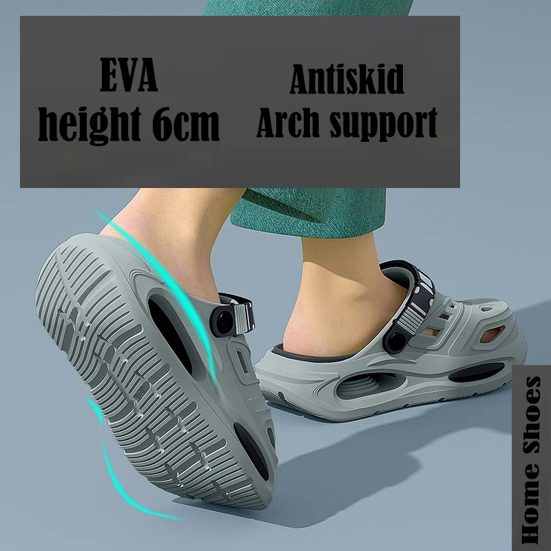 Smile Herren- und Damen-Höhlenschuhe, modische, atmungsaktive Sandalen mit herausnehmbaren Einlegesohlen, rutschfeste, gepolsterte, verdickte, weiche Hausschuhe – Detail 29