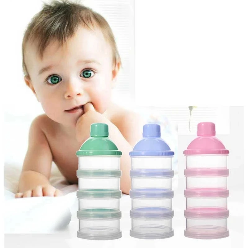 Portable Baby Milk Powder Container 4 Layer Food Container Infant Feeding Mix Container Layered Milk Powder Dispenser Snack Cup