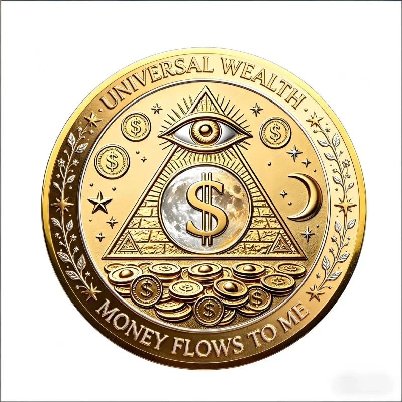 God's Eye Lucky Wealth Commemorative Coin Golden Plated Attracting Fortune Wishing Collectible Coin Gift