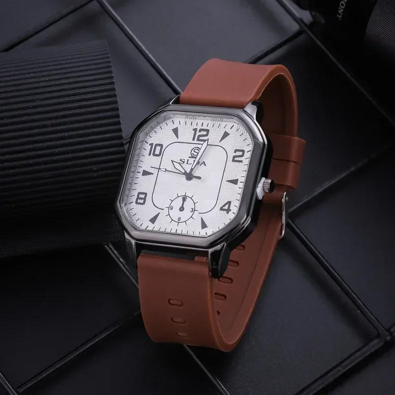 

Personalized Men's Watch Vintage Belt Quartz Watch Fashion Square Case Student Watch