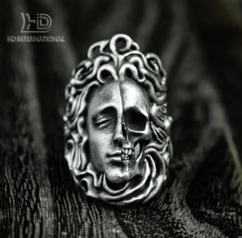 Medusa Gothic Sterling Silver Ring-Skull Ring-Medusa Ring-Gothic Ring-Greek Mythology Ring