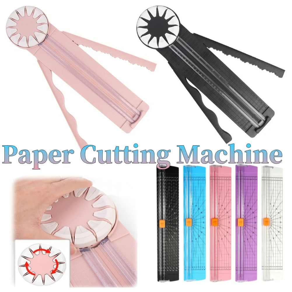 12 in 1 Rotary Paper Trimmer Multi-Functional Cutting Tool Sliding Guillotine Craft Zig Zag Trimmer for Cardstock Coupons Labels