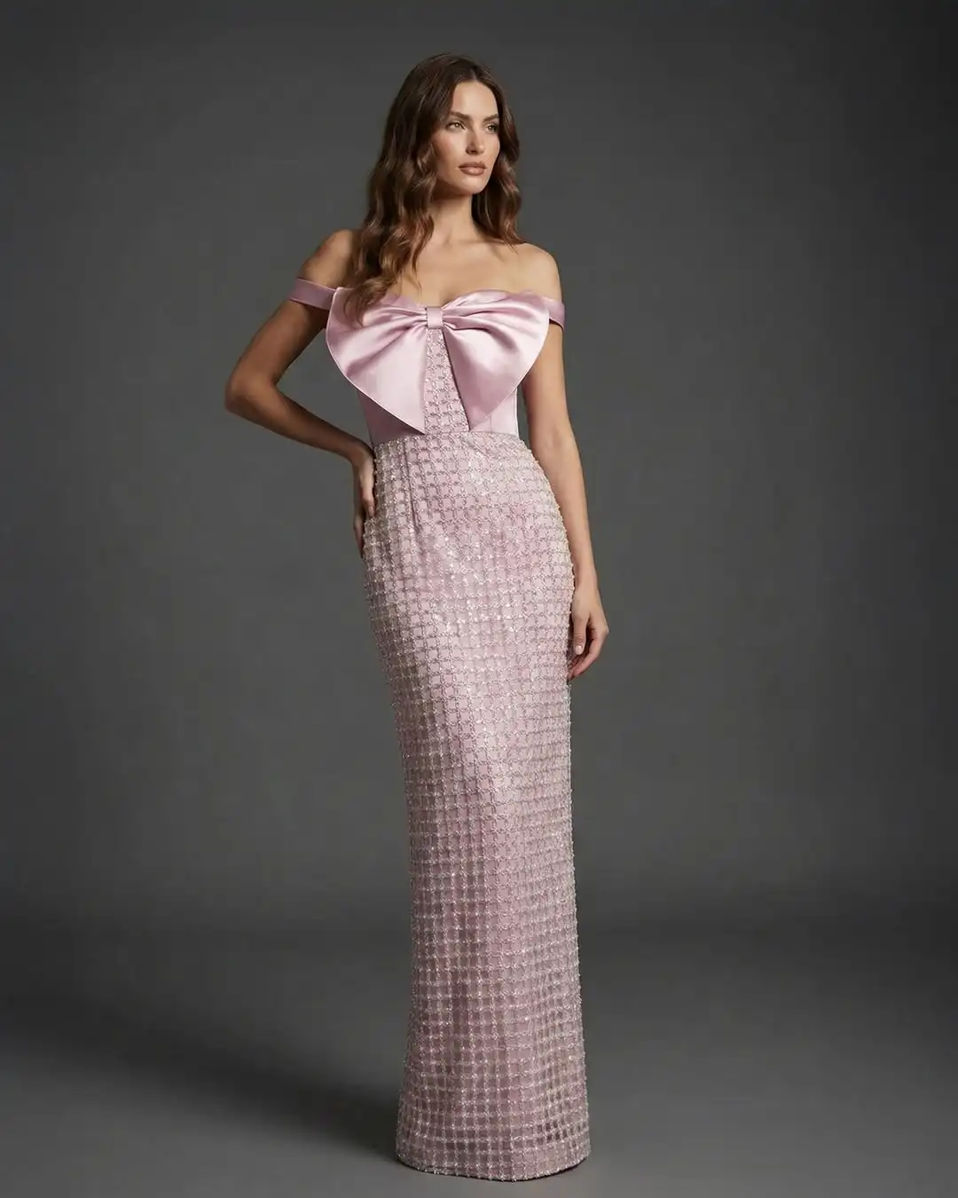 

Элегантное розовое вечернее платье Ofherown с открытыми плечами и бантом, расшитое пайетками, фасон «русалка», для выпускного вечера, женское праздничное платье для особых случаев, на заказ