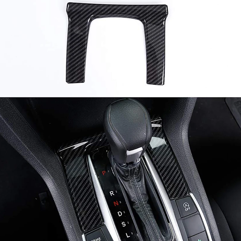 ABS Carbon Fiber Center Console Shift Gear Panel Frame Cover Trim for Honda Civic 10Th 2016-2019 Gen Automatic Transmission