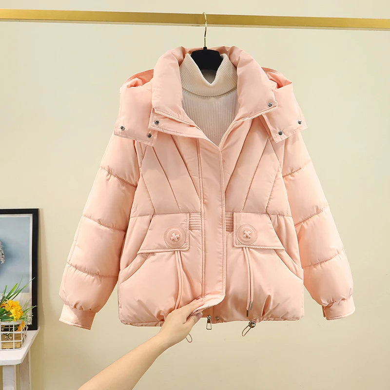 

Женская зимняя утепленная хлопковая куртка-пуховик в корейском стиле, свободного кроя, на молнии, теплая и комфортная