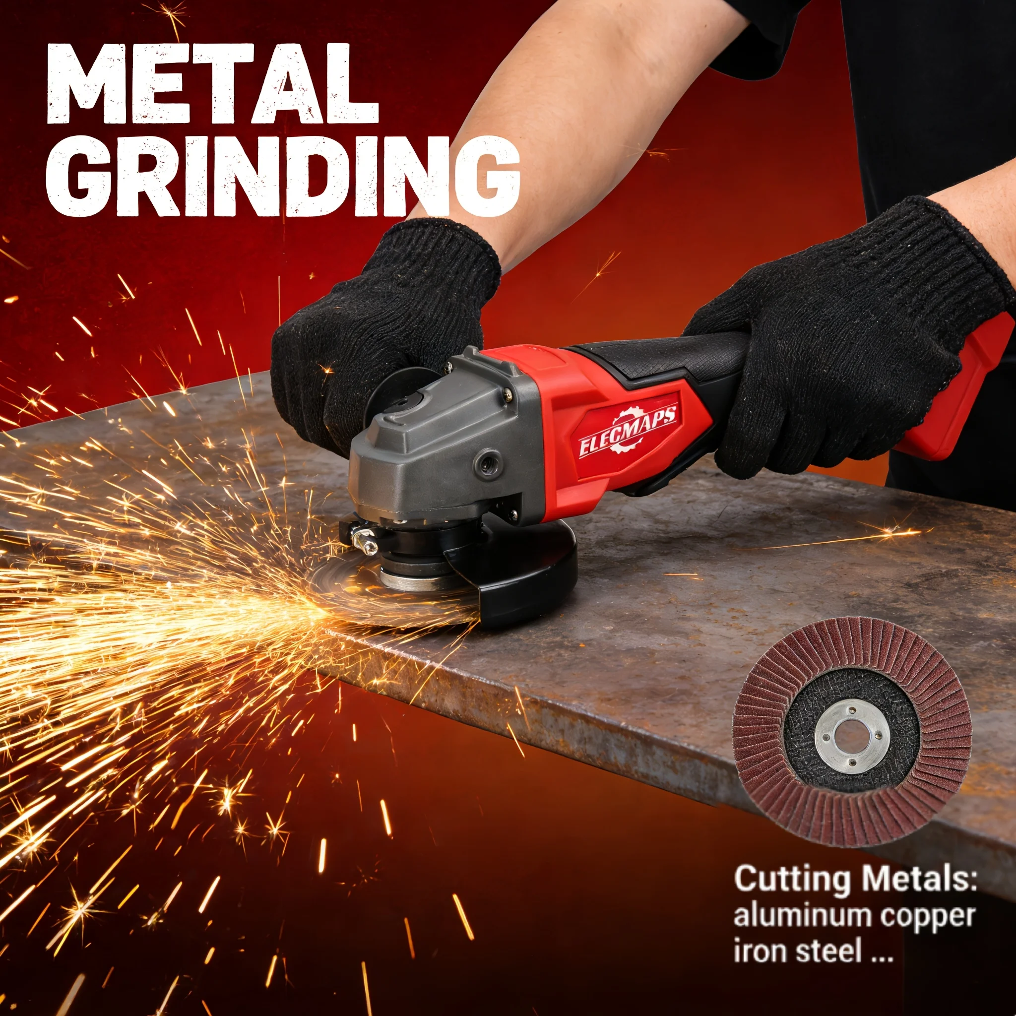 

ELECMAPS Cordless Angle Grinder, Brushless Motor Compatible for 18V Battery, for Polishing Rust Removal, Tool Only/ Battery Combo Kit, Ideal Gift for Men