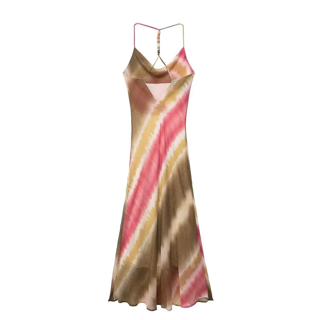 Women's Tie Dye Lingerie Style MIDI Dress