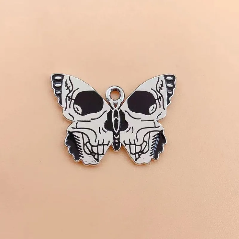 10pcs Death Skull Halloween Memento Charms Butterfly Alloy Pendant Designer Charms Jewelry Making DIY Jewelry Findings