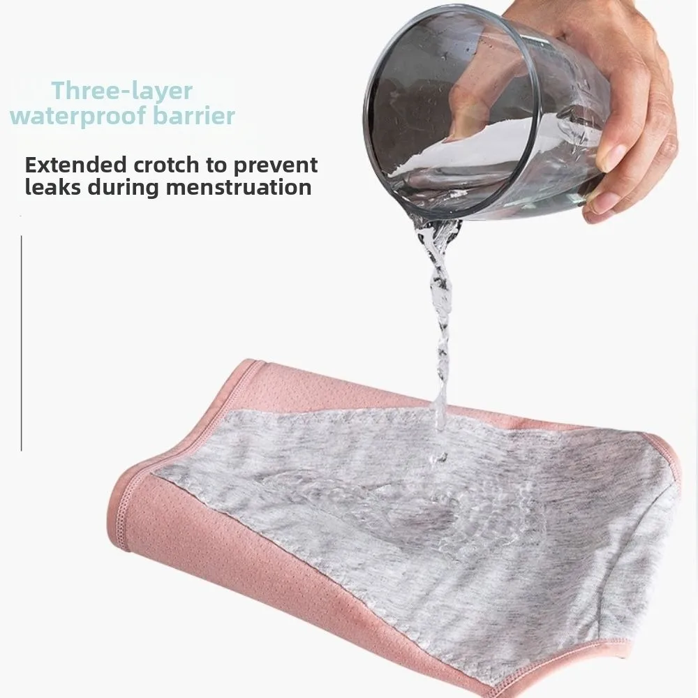 Cotton Menstrual Panties 3 Layer Waterproof Breathable Physiological Pants Antibacterial Solid Color Period Briefs Lady