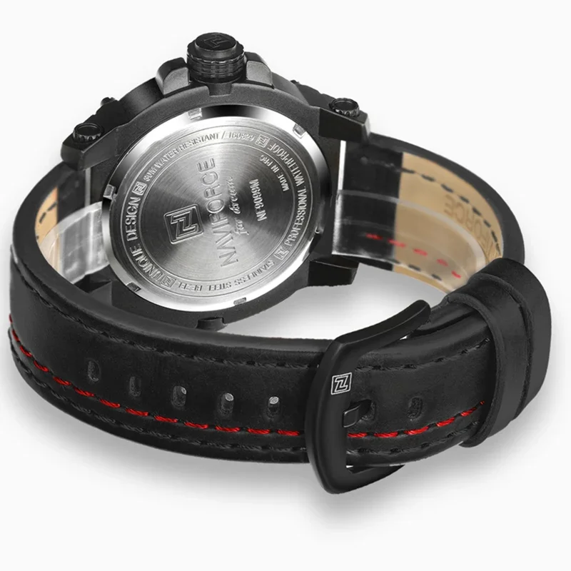 Naviforce relógios masculinos marca superior de luxo esportes relógio quartzo pulseira couro relógio masculino à prova dwaterproof água relógio