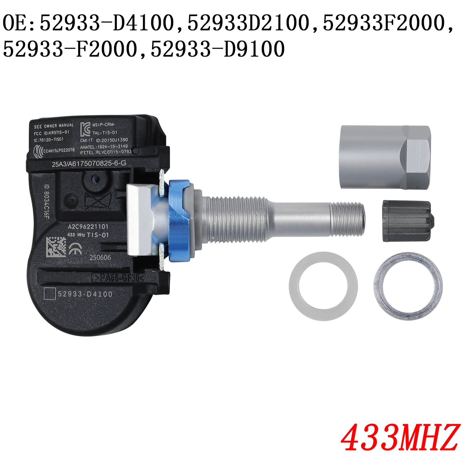 

52933-D4100 52933D2100 52933F2000 52933-F2000 52933-D9100 1 Pcs Tire Pressure Monitoring System 433MHz Car TPMS Sensor