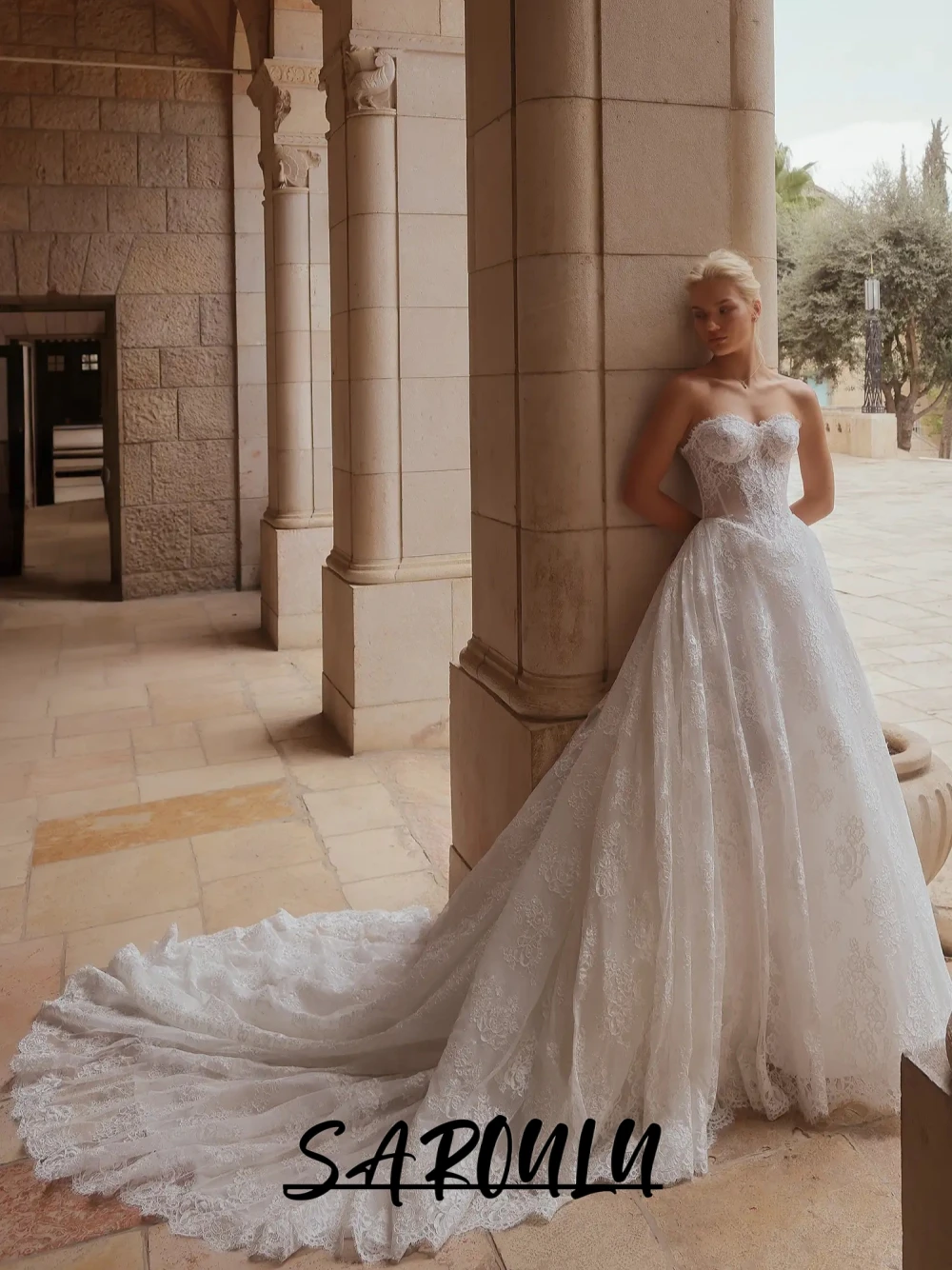 

SAROULU New Arrival Lace A Line Wedding Dress Sweet Corset Customized Bridal Gown Graceful Charming Floor-length Bride Wear
